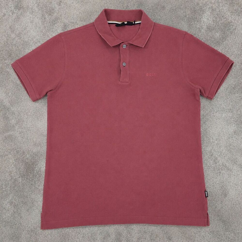 BOSS Pallas Polo Shirt Mens Medium Dusty Pink Cotton Regular Fit 50468301